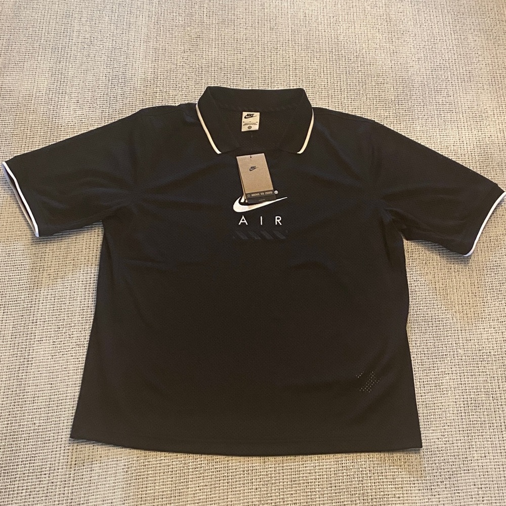Nike Air Men's Black Mesh Polo Jersey Shirt M Breathable